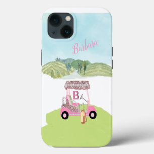 Glam Glitz Monogram Naam Rose Gold Golfkar iPhone 13 Hoesje