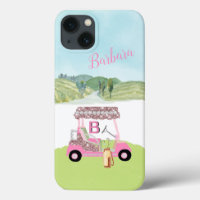 Glam Glitz Monogram Name Roos Gold Golf Cart