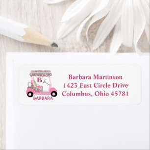 Glam Glitz Monogram Name Roos Gold Golf Cart Etiket