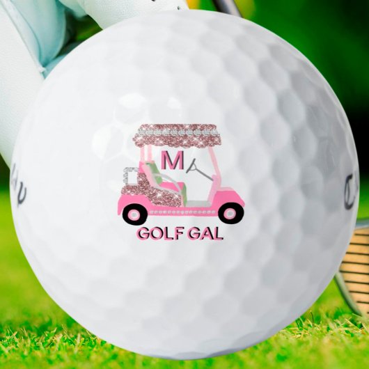 Glam Glitz Monogram Rose Goud Diamant Kar Golfballen
