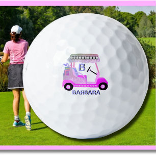 Glam Glitz Monogram Roze Paars Diamanten Kar Golfballen