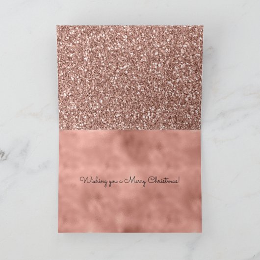 Glam Glitzy Glitter Roos Gouden Kerst Feestdagen Kaart (Binnen)