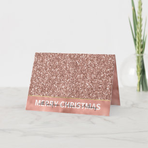 Glam Glitzy Glitter Roos Gouden Kerst Feestdagen Kaart
