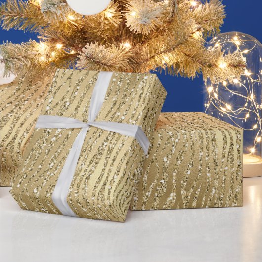 Glam Glitzy Glitter Zebra Print   Cadeaupapier (Feestdagen)