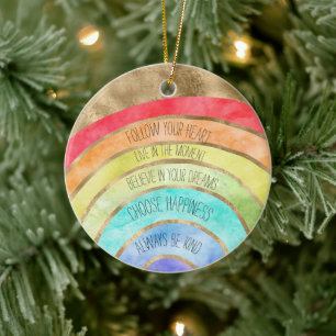 Glam GoId Inspirerend citeert regenboog Keramisch Ornament