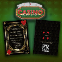 Glam Gold Art Deco Casino QR Code Poker Bruiloft