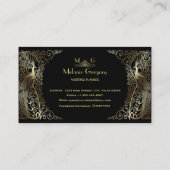 Glam Gold Art Deco Peacocks Professional Monogram Visitekaartje (Achterkant)