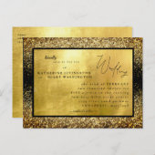Glam Gold & Black budget Weddenschap Uitnodiging Briefkaart (Voorkant / Achterkant)