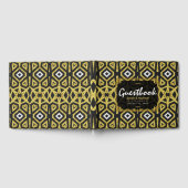 Glam Gold Black Geometry Pattern Weddenschap Gastenboek (Volledig)