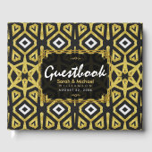Glam Gold Black Geometry Pattern Weddenschap Gastenboek (Voorkant)