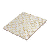 Glam Gold Bloemen Wit Tegeltje (Zijkant)