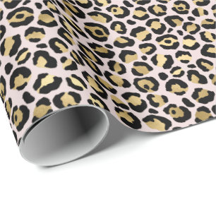 Glam Gold Blush leopard Print Cadeaupapier