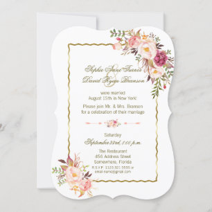 Glam Gold Blush Pink Floral Evening Weddenschap Kaart