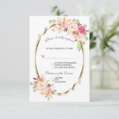 Glam Gold Blush Pink Floral Weddenschap RSVP (Staand voorkant)
