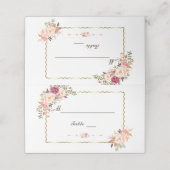 Glam Gold Blush Pink Floral Wedstrijknummer (Buitenkant ongevouwen)