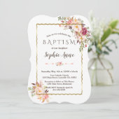 Glam Gold Blush rose Floral Invitation (Debout devant)