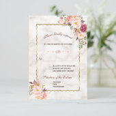 Glam Gold Blush rose Floral Marbre Mariage RSVP (Debout devant)