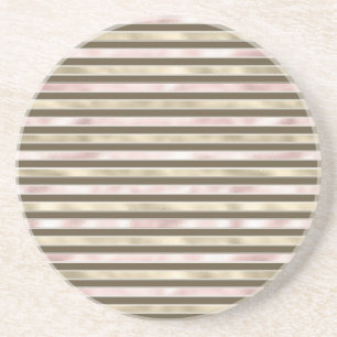 Glam Gold Blush Roze Bruine Strepen Zandsteen Onderzetter