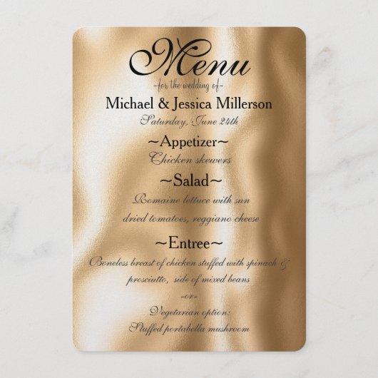 Glam Gold Bruiloft Menu (Voorkant)
