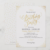 Glam gold calligrafie  verjaardagsfeest kaart (Voorkant / Achterkant)