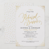 Glam gold calligraphy  Rehearsal Dinner Kaart (Voorkant / Achterkant)