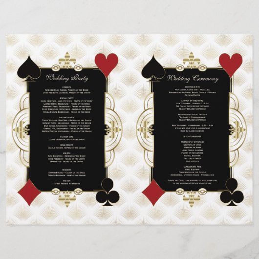 Glam Gold Casino Vegas Wedding Program Flyer (Achterkant)