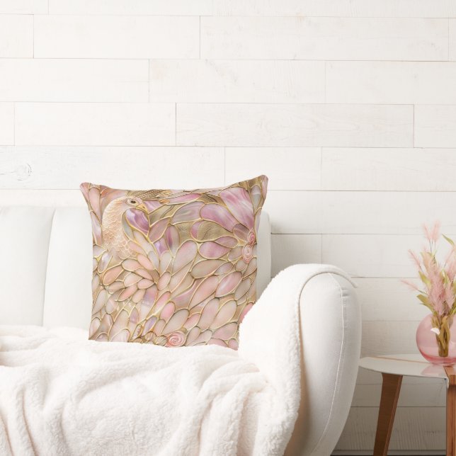Glam Gold Chic Pink Peacock Kussen (Bank)
