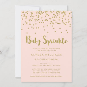 Glam Gold Confetti Baby Sprinkle op Blush Pink Kaart