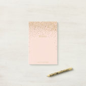  Glam Gold Confetti Blush Pink Post-it® Notes (Op bureau)