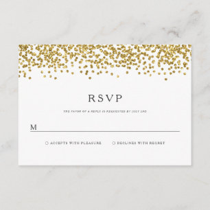 Glam Gold Confetti Dots Mariage carte RSVP