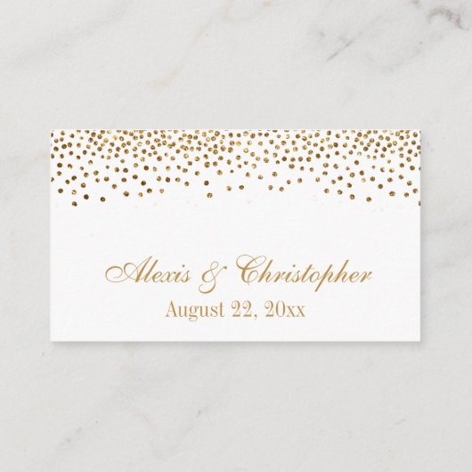 Glam Gold Confetti Dots Mariage Détails Cartes (Dos)