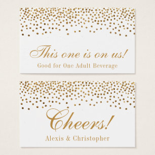 Glam Gold Confetti Stippen Wedding Drink Tickets Visitekaartjes