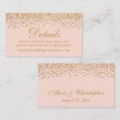 Glam Gold Confetti sur Blush Mariage Détails Carte (Devant / Derrière)