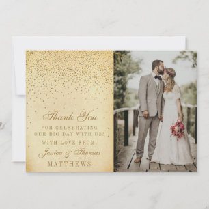  Glam Gold Confetti trouwfoto Bedankkaart