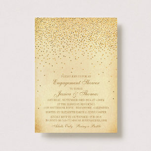 Glam Gold Confetti Verloving Shower Kaart