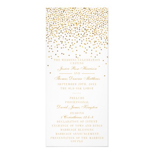  Glam Gold Confetti Wedding Programma (Voorkant)