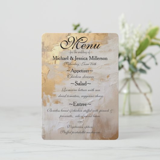 Glam Gold Cream White Mariage Menu (Debout devant)