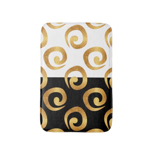 Glam Gold Curls op zwart en wit Badmat (Voorkant Verticaal)