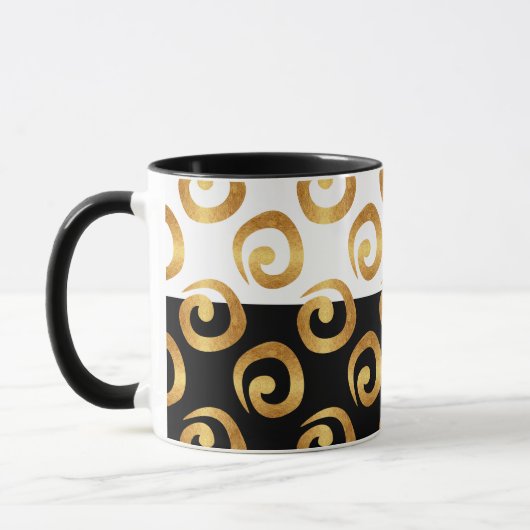 Glam Gold Curls op zwart en wit Mok (Links)