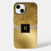 Glam Gold Damask Monogramme Coque-Mate coque iphon (Verso)