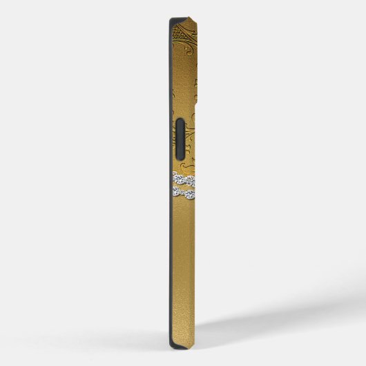 Glam Gold Damask Monogramme Coque-Mate coque iphon (Verso / Droite)
