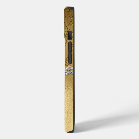 Glam Gold Damask Monogramme Coque-Mate coque iphon (Verso / Gauche)