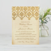  Glam Gold Damask Wedding Shower Kaart (Staand voorkant)