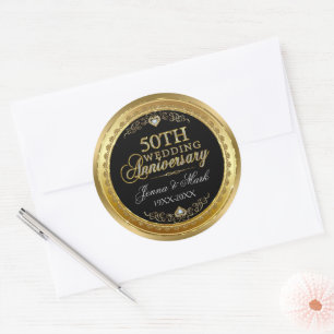 Glam Gold- & diamanten-ijkstandaard met gouden bru Ronde Sticker