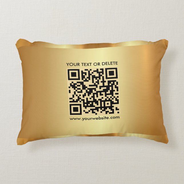 Glam Gold Elegant Template Custom QR Code Text Accent Kussen (Voorkant)
