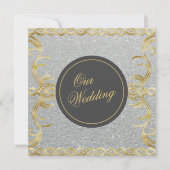 Glam Gold en Silver Wedding Invitation Kaart (Voorkant)