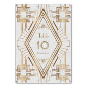 Glam Gold en White Great Gatsby Table Number Kaart (Achterkant)