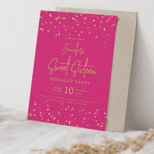 Glam Gold Faux Folie Stippen Sweet 16 Party Hot Pi Kaart