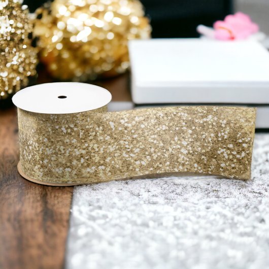 Glam Gold Faux Glitter Look Satijn Lint