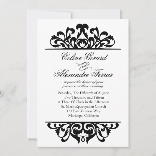 Glam Gold Foil Bloeiende bruiloft | witzwart Kaart (Voorkant)